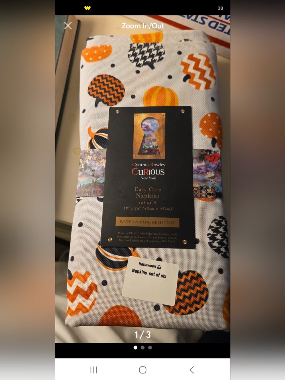Cynthia Rowley Orange & Black Pumpkin Print Napkins - Set of 6